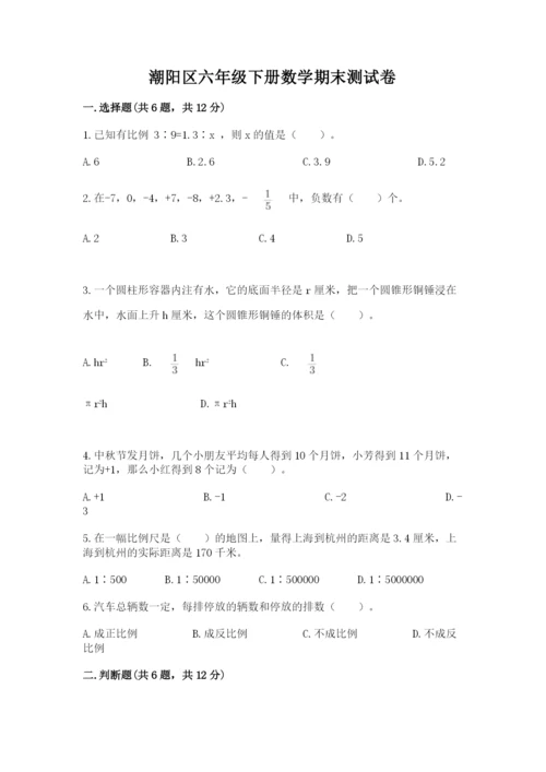 潮阳区六年级下册数学期末测试卷及一套完整答案.docx