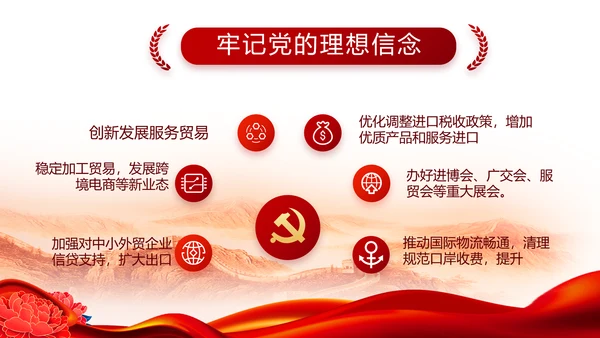 红色大气党建党支部年终工作总结PPT