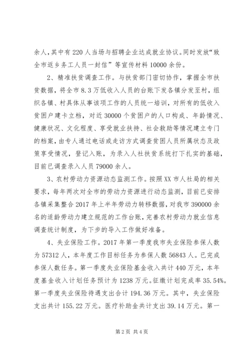 人社局就业处某年第一季度工作总结.docx