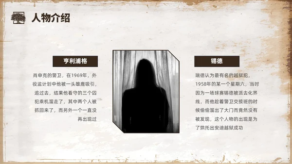 复古咖啡色肖申克的救赎读书分享会PPT课件