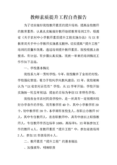 教师素质提升工程自查报告