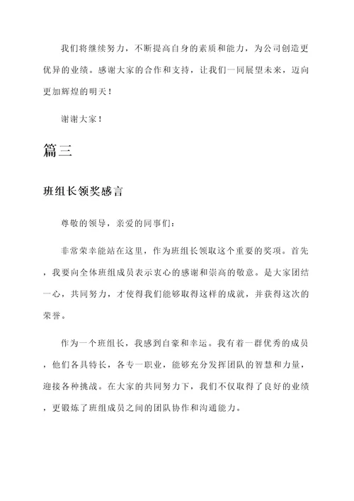 班组长领奖感言