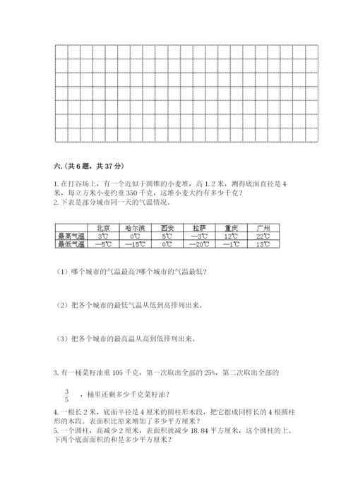 河南省平顶山市六年级下册数学期末考试试卷带答案（名师推荐）.docx