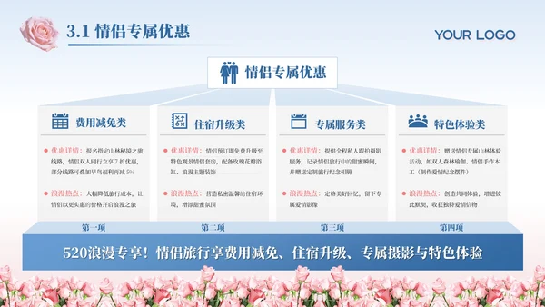 蓝粉色实景520节日限定专属旅行浪漫计划主题旅游活动策划通用PPT模板