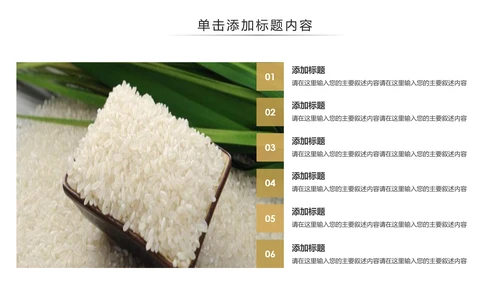 健康绿色有机大米农业粮食推广销售PPT模板