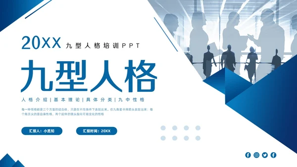 蓝色简约九型人格PPT模板宣传PPT动态PPT