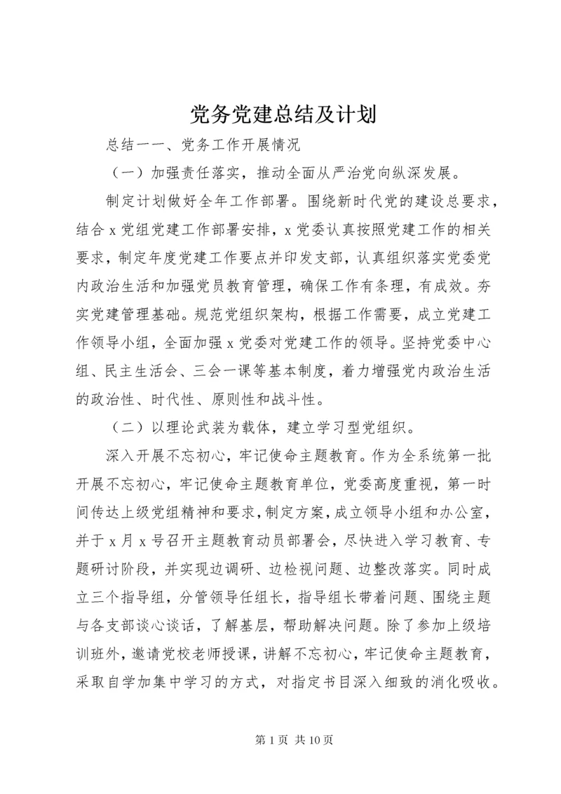 党务党建总结及计划.docx