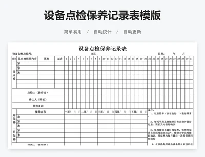 设备点检保养记录表模版
