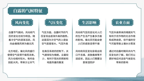 绿色中国风风格格白露节气介绍PPT模板