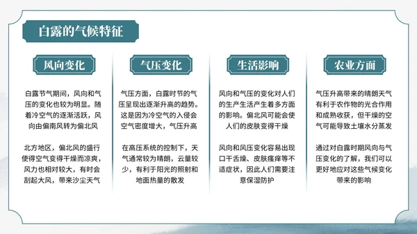 绿色中国风风格格白露节气介绍PPT模板