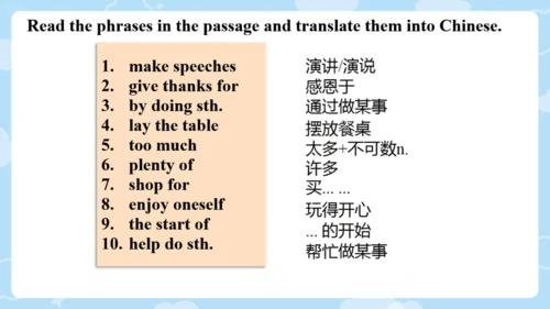 Module 2 Public holidays 模块综合与测试