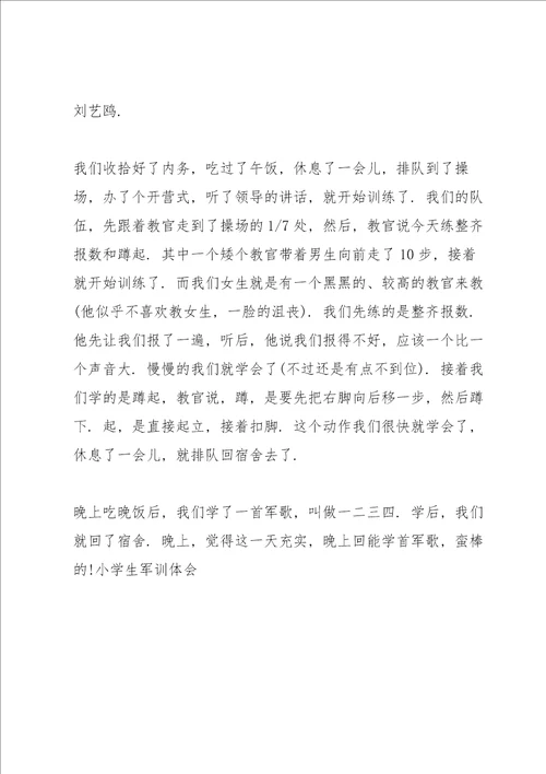 小学生军训夏令营心得5篇