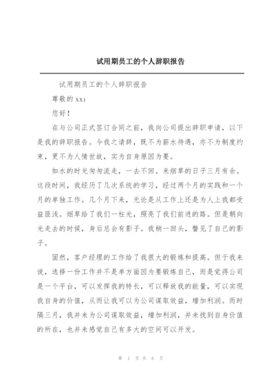 试用期员工的个人辞职报告.docx