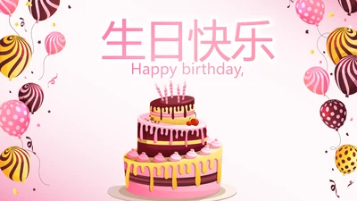 粉色生日快乐电子相册动态PPT模板