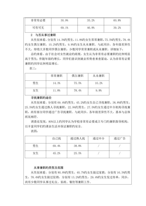 大学生兼职调查报告思修社会调查.docx