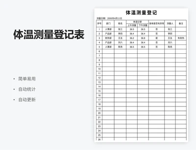 体温测量登记表