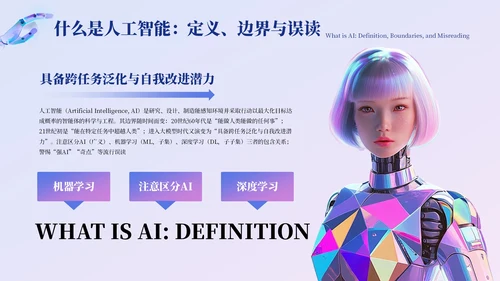 蓝紫色创意风AI人工智能PPT模板