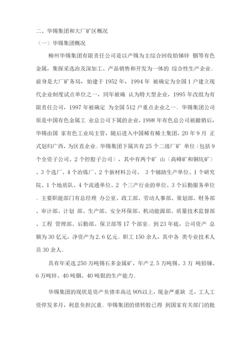 控股重组华锡集团和大厂矿区项目可行性研究报告.docx
