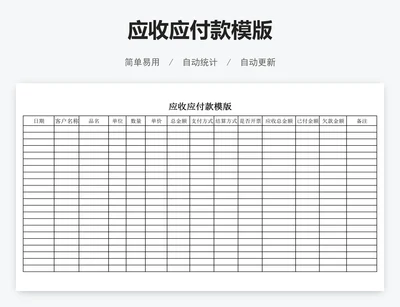 应收应付款模版