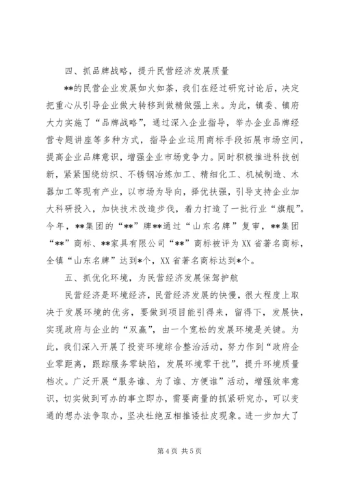 乡镇民营经济工作汇报讲话材料.docx