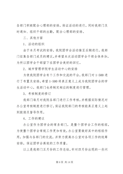 人力资源办公室五月份工作总结.docx