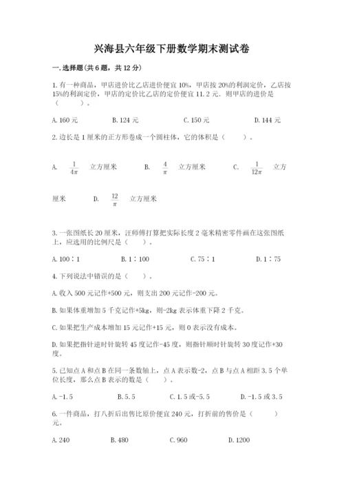 兴海县六年级下册数学期末测试卷（名师推荐）.docx