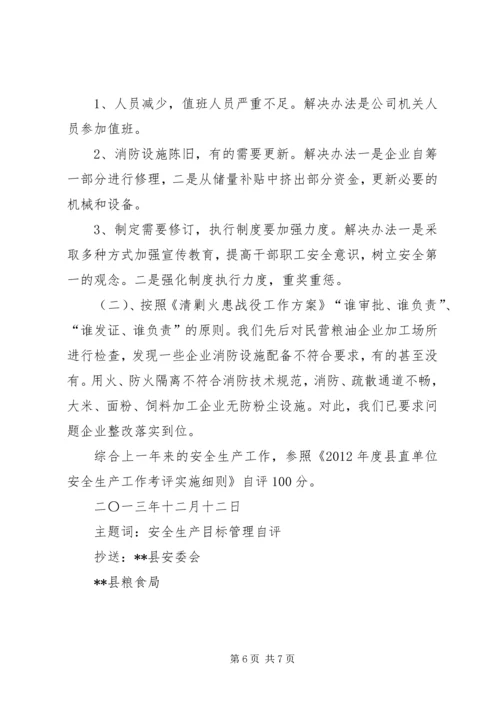 县粮食局XX年度安全生产目标管理自评报告.docx