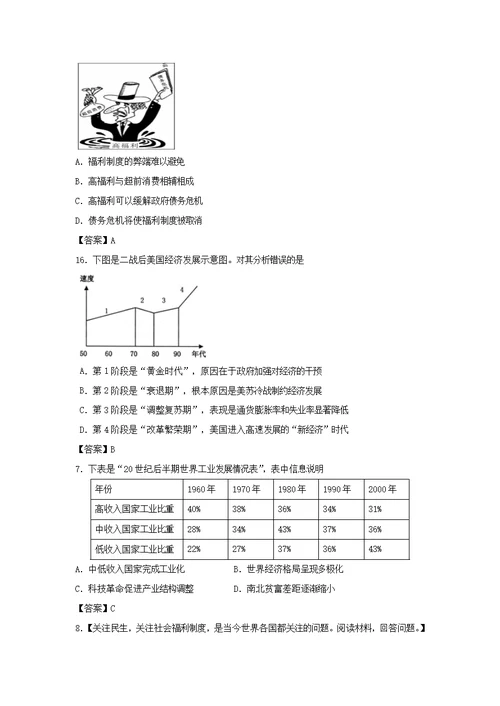 高中历史第三单元各国经济体制的创新和调整第16课战后资本主义经济的调整教学素材岳麓版