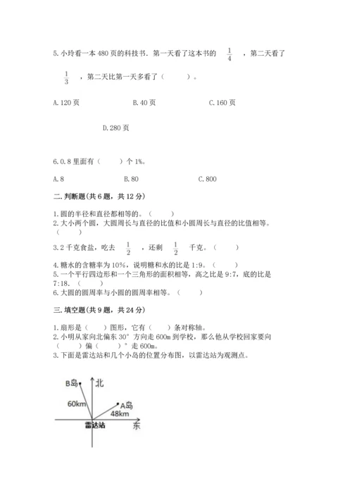人教版六年级上册数学期末测试卷及参考答案【培优a卷】.docx