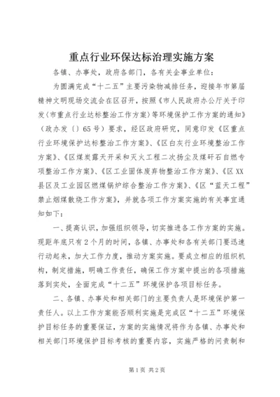 重点行业环保达标治理实施方案.docx