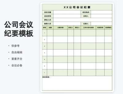 会议纪要会议记录表简约模板
