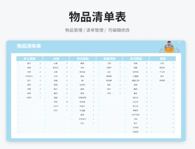 物品清单表