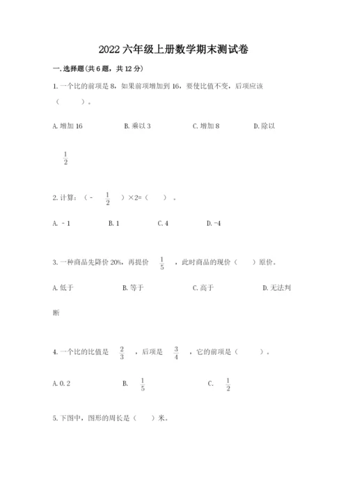 2022六年级上册数学期末测试卷（精选题）word版.docx