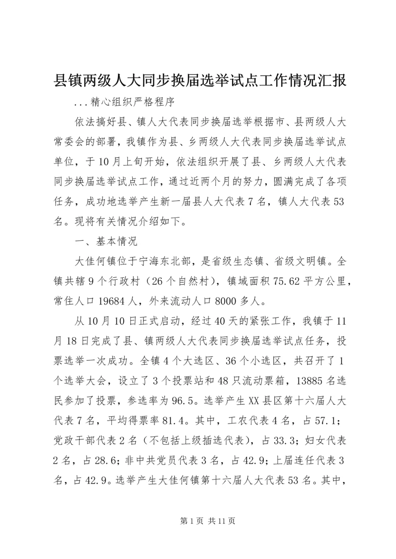 县镇两级人大同步换届选举试点工作情况汇报.docx