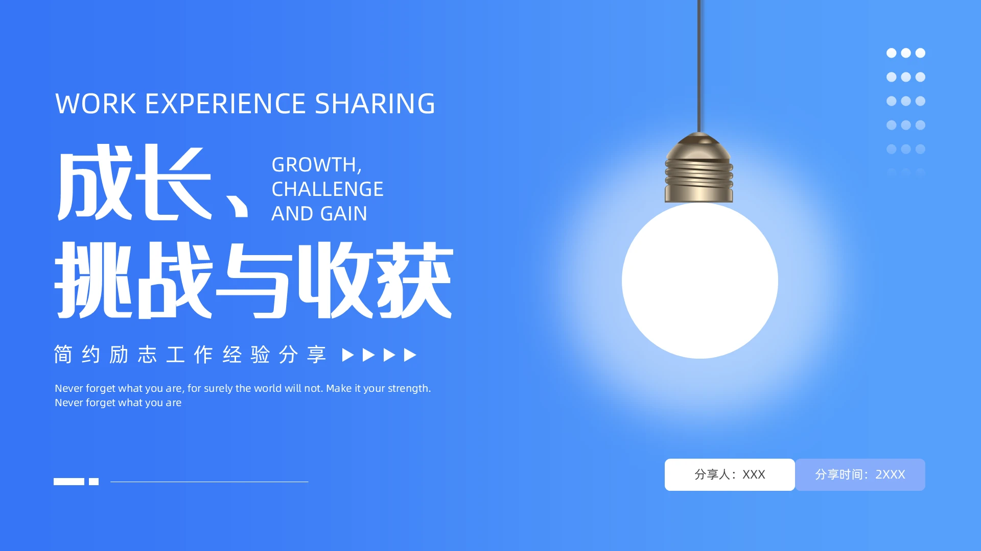 蓝色简约风工作经验分享PPT模板ppt模板