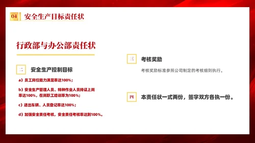 红色质感烫金简约风企业安全生产目标责任状培训内容PPT