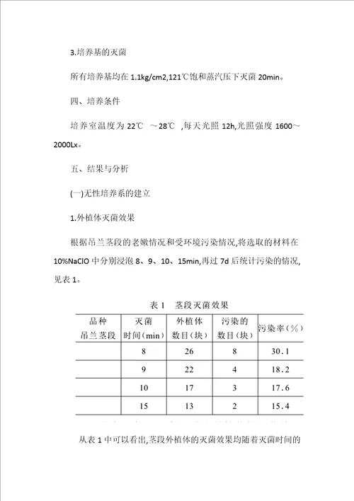 花卉植物组织培养技术研究