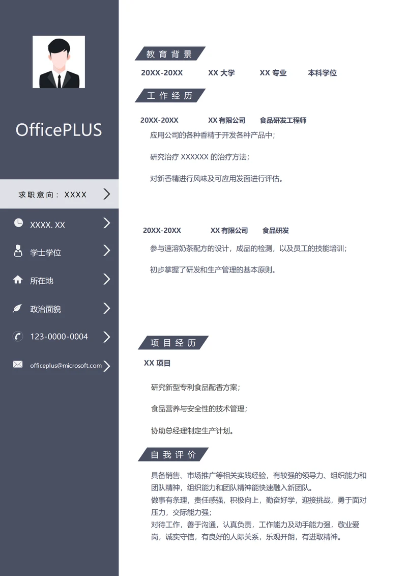 化学研发简历模板