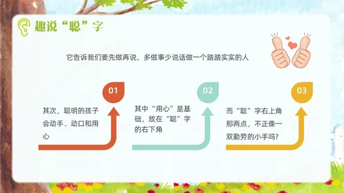 小清新插画风学会倾听收获颇丰幼儿园小学主题班会PPT课件