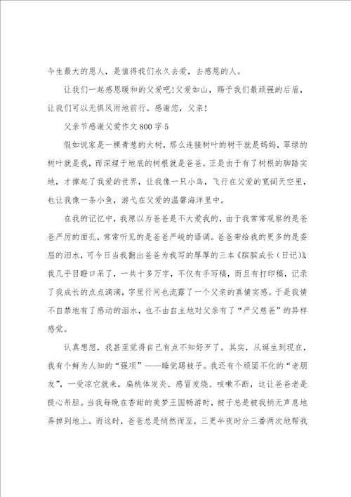 父亲节感谢父爱作文800字10篇