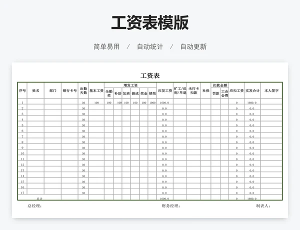 工资表模版