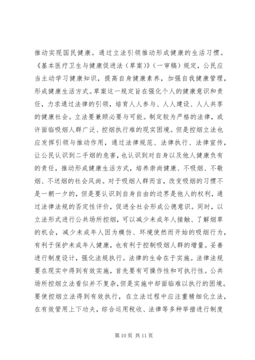 公共场所控烟立法思考.docx