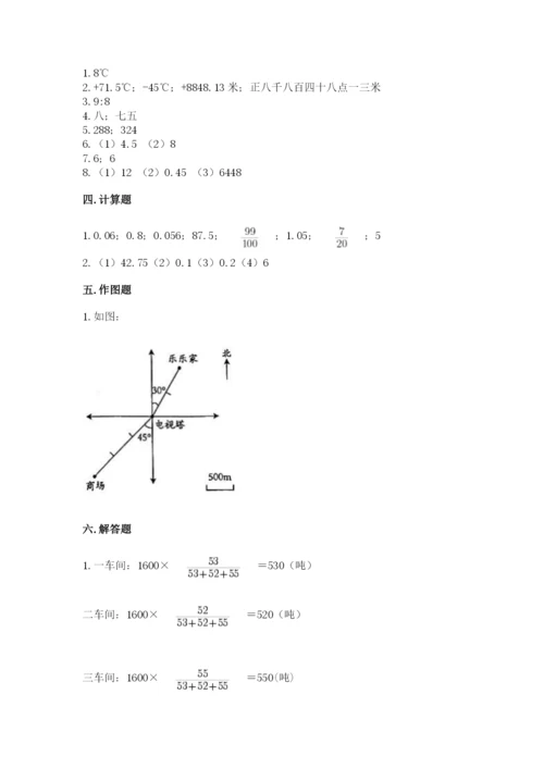 北师大版小学六年级下册数学期末综合素养测试卷附答案【培优】.docx