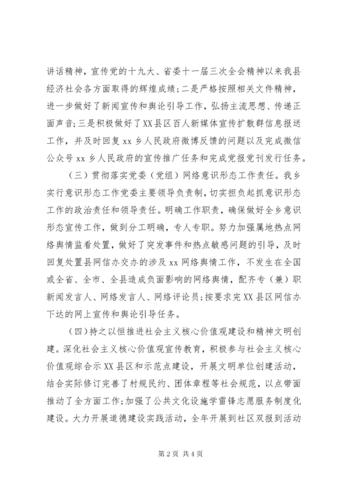 6乡镇意识形态工作自查报告某年.docx