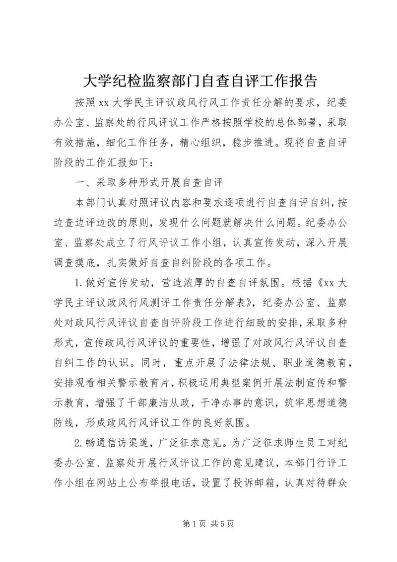 大学纪检监察部门自查自评工作报告.docx