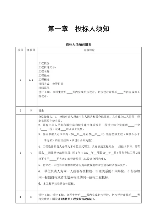 勘察、设计项目招标文件范本