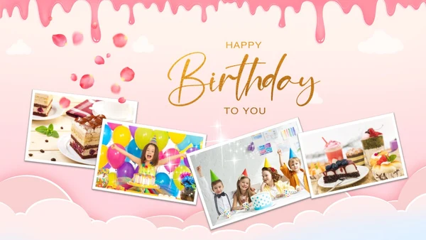 粉色生日会儿童生日相册ppt模板
