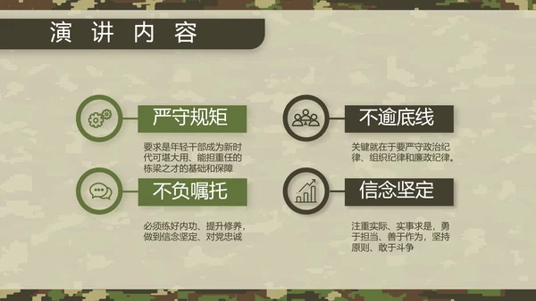 迷彩风八一军事部队军人述职报告动态PPT模板