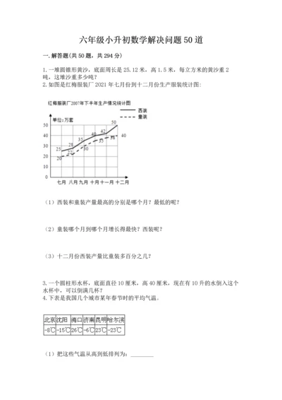 六年级小升初数学解决问题50道附答案【a卷】.docx