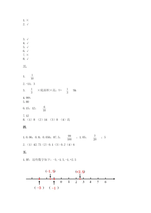 人教版数学六年级下册试题期末模拟检测卷精品【精选题】.docx